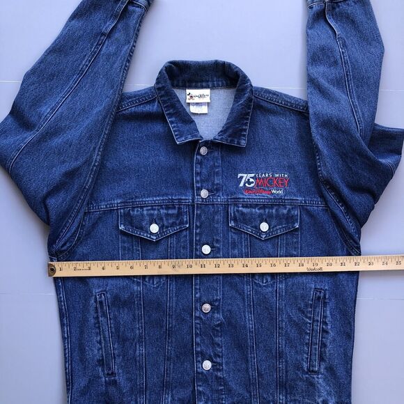 Vintage Mickey Mouse Men Small 75th Anniversary Denim Jean Jacket Disney World - Picture 6 of 12